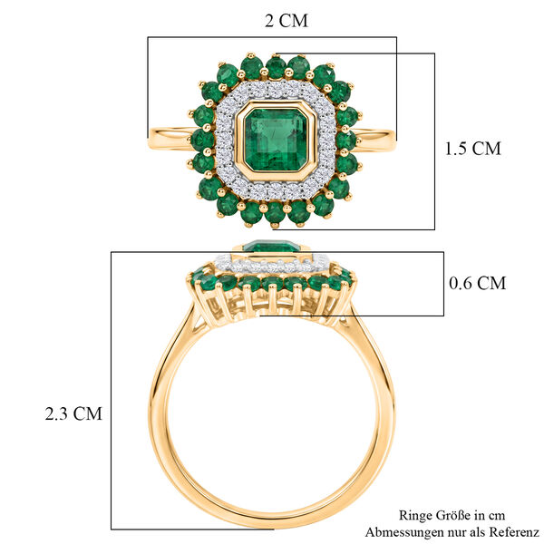 D'Joy AAA Kagem Sambischer Smaragd Ring 925 Silber 750 Gelbgold vermeil (Gr&ouml;&szlig;e 18.00) ca. 1.29 ct image number 6