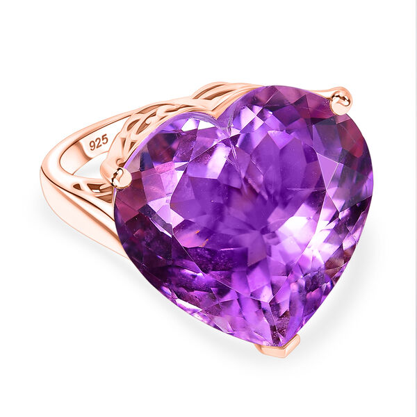 AAA Rose De France Amethyst Ring 925 Silber 750 Ros&eacute;gold Vermeil (Gr&ouml;&szlig;e 17.00) ca. 24,94 ct