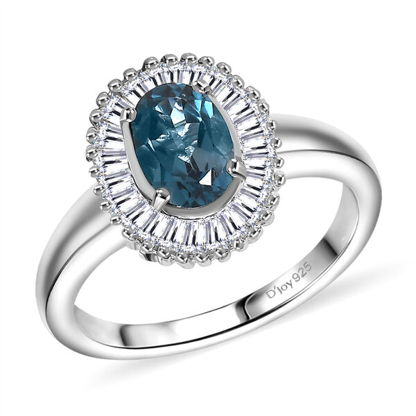 D'Joy London Blau Topas, Moissanit Ring 925 Silber rhodiniert (Gr&ouml;&szlig;e 18.00) ca. 1.42 ct image number 4