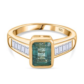 Kagem sambischer Smaragd und Moissanit-Ring - 2,05 ct.