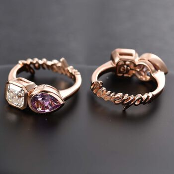 GP Amore Kollektion - Moissanit, Rose De France Amethyst Ring 925 Silber 750 Ros&eacute;gold Vermeil (Gr&ouml;&szlig;e 17.00) ca. 2.20 ct