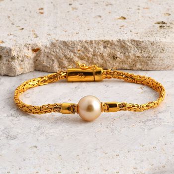 D'Joy Royal Bali - AAA goldenes S&uuml;dseeperle und Labor Diamant Borobudur-Armband