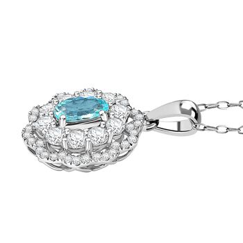 AAAA Paraiba Turmalin, Wei&szlig;er Diamant Schmuckset ca. 50 cm 950 Platin ca. 2.08 ct