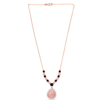 D'Joy AA Rosa Opal, Rhodolith Granat und Zirkon 45cm Halskette - 15,23 ct.