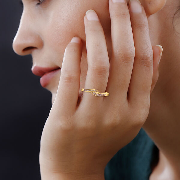 Nat&uuml;rlicher Champagner-Diamantring - 925 Silber Gelbgold Vermeil- 0,10 ct. image number 3