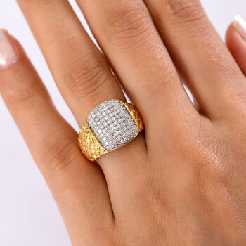 LUXURIANT DIAMOND - Lab Grown Diamant SI-GH SGL zertifiziert Ring 925 Silber 750 Gelbgold Vermeil (Gr&ouml;&szlig;e 17.00) ca. 1,00 ct
