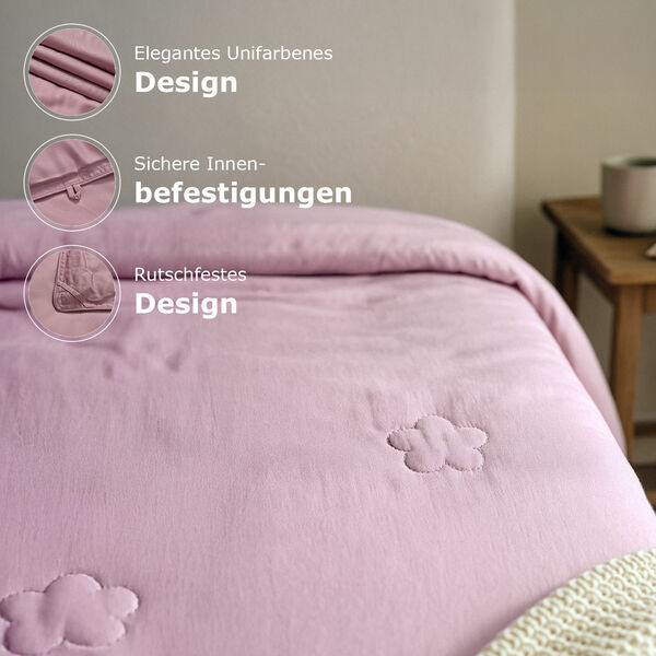 Serenity Night - 100% Bambus-Steppdecke mit Bambusf&uuml;llung und 2er-Set Bambus-Kissenbez&uuml;ge Rosa image number 7