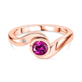 LUXURIANT AAA Labor Rosa Saphir und Zirkon Ring - 0,73 ct.