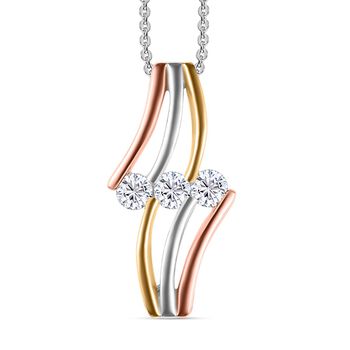 Moissanit dreifarbiger Anh&auml;nger mit 50cm Kette - 0,63 ct.