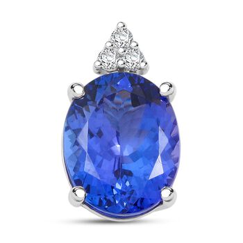 LUXORO AGI zertifiziert und gepr&uuml;ft AAA Tansanit und Diamant Anh&auml;nger mit 45cm Kette in 585 Wei&szlig;gold - 3,30 ct.