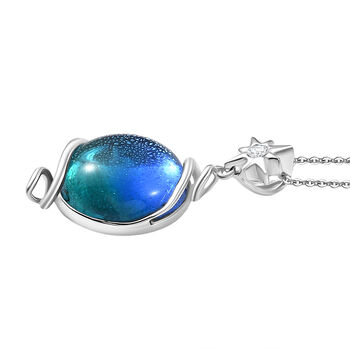 GP Celestial Kollektion- Blaues Muranoglas aus Italien, Zirkon und blauer Saphir Anh&auml;nger mit 50cm Kette