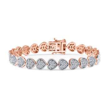 LUXURIANT SGL zertifiziertes SI-GH Labor Diamant 19cm Armband, 925 Silber 750 Ros&eacute;gold Vermeil - 4 ct.