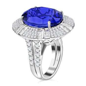 Chairman's Vault Collection - zertifiziert und gepr&uuml;ft RHAPSODY AAAA Tansanit und VS-EF Diamant Ring in 950 Platin - 27,15 ct.
