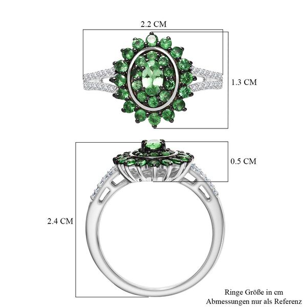 D'Joy AA Tsavorite Granat und Zirkon Ring und Anh&auml;nger mit 50cm Kette image number 14