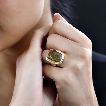 Labor schwarzer Opal und Zirkon-Ring - 5,73 ct.