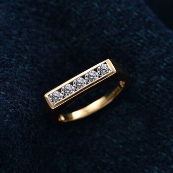 LUXURIANT SI-GH Labor Diamant Ring, 925 Silber 750 Gelbgold Vermeil - 0,50 ct.