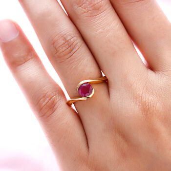Afrikanischer Rubin (Fissure gef&uuml;llt)-Ring, 925 Silber vergoldet (Gr&ouml;&szlig;e 18.00) ca. 1.32 ct