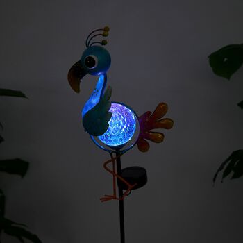 LIVMORE Solar Spinner Lampe Vogelstecker, 23x7x90cm, Blau