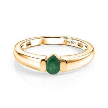 D'Joy AAA Kagem Sambischer Smaragd Ring 925 Silber 750 Vergoldet (Gr&ouml;&szlig;e 17.00) ca. 0.28 ct