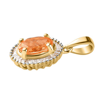 AA Ceylon kaiserlicher Granat und Diamant-Anh&auml;nger - 1,66 ct.