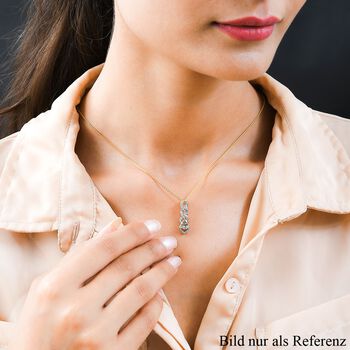 AAA Turkizit und wei&szlig;er Zirkon-Anh&auml;nger mit Kette, 925 Silber Gelbgold Vermeil ca. 1.12 ct