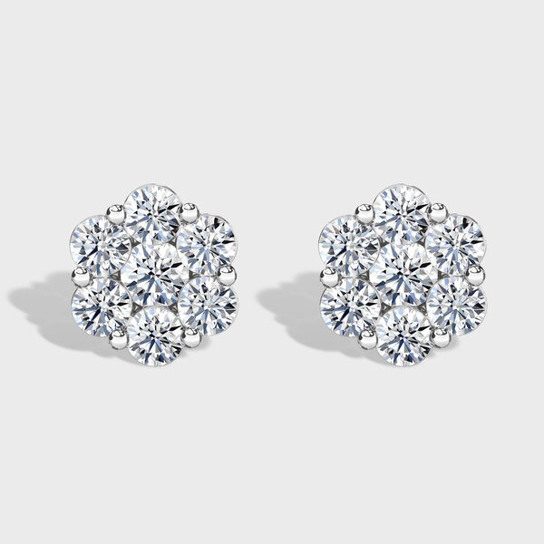 LUXURIANT 1 ct. SGL zertifizierte VS Labor Diamant Ohrringe, 925 Silber platiniert