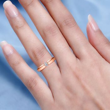 LUXURIANT VS-EF Labor Diamant Ring, 925 Silber 750 Ros&eacute;gold Vermeil - 0,15 ct.