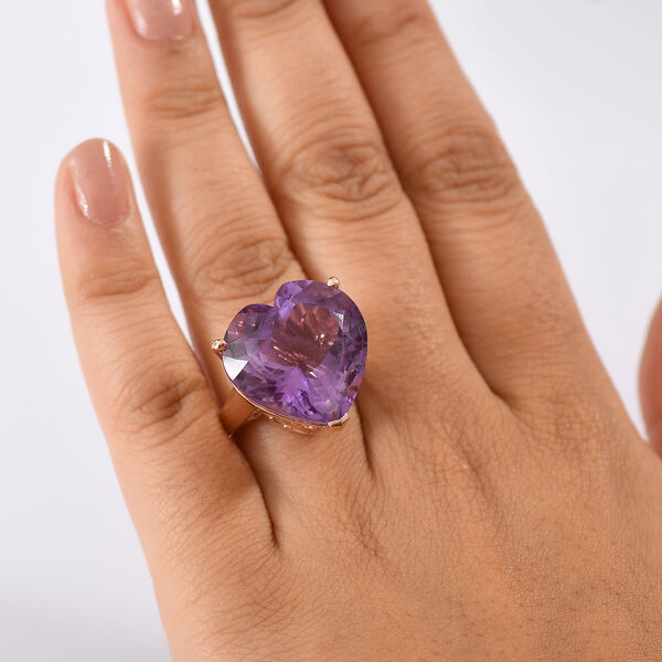 AAA Rose De France Amethyst Ring 925 Silber 750 Ros&eacute;gold Vermeil (Gr&ouml;&szlig;e 17.00) ca. 24,94 ct image number 3