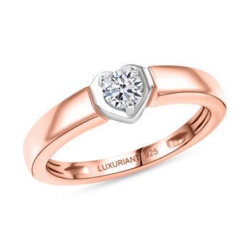 LUXURIANT SI-GH Labor Diamant Ring, 925 Silber rhodiniert und 750 Ros&eacute;gold Vermeil  - 0,20 ct.
