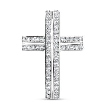 Lustro Stella Wei&szlig;er Zirkonia Kreuz Anh&auml;nger 925 Silber rhodiniert