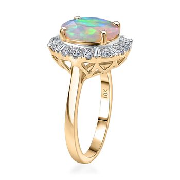 LUXURIANT AGI zertifizierter und gepr&uuml;fter AAA nat&uuml;rlicher, &auml;thiopischer Welo Opal und Labor Diamant Ring in 417 Gelbgold - 2,69 ct.