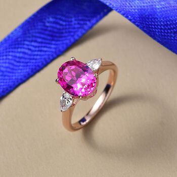 LUXURIANT AAA Labor Rosa Saphir und Labor Diamant Ring - 4,26 ct.