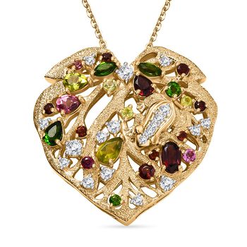 GP Amore x Trionfo Kollektion- Mosambik Granat, Peridot und Multi-Edelstein Anh&auml;nger mit 50cm Kette - 2,82 ct.