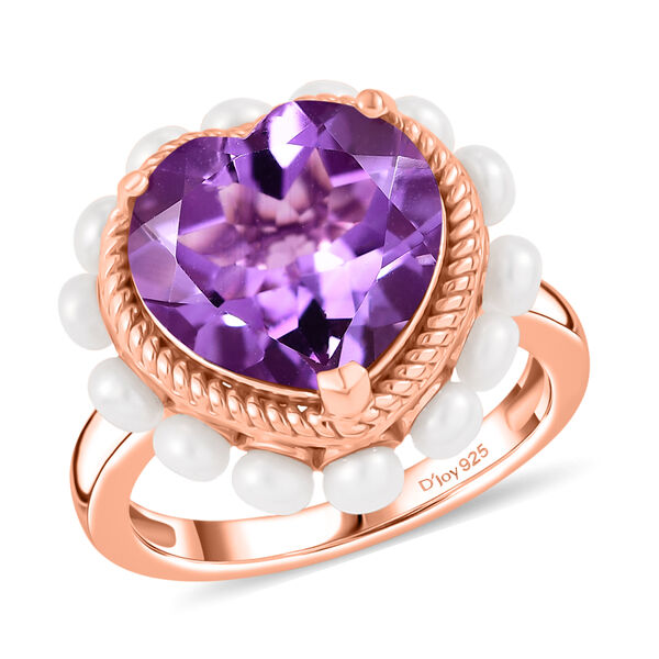 D'Joy AAA Rose De France Amethyst und S&uuml;&szlig;wasser Perle Ring image number 4