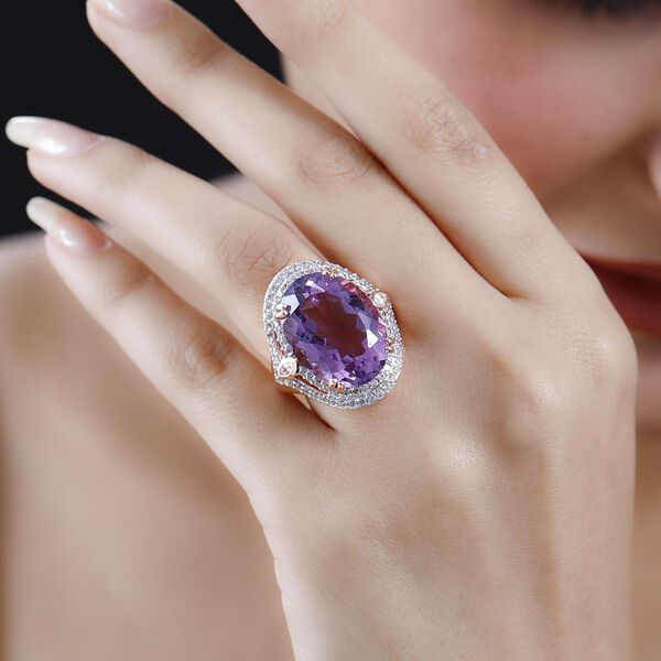 AA Rose De France Amethyst und Zirkon Ring - 19,18 ct. image number 2