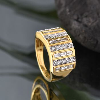 LUXURIANT SGL zertifizierter SI-GH Labor Diamant Ring, 925 Silber rhodiniert und 750 Gelbgold Vermeil - 1 ct.