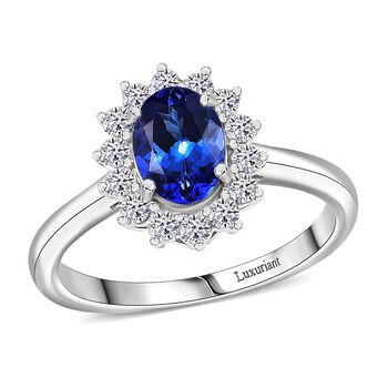Luxuriant - AAA Tansanit, Lab Grown Diamant Ring 417 Gold (Gr&ouml;&szlig;e 20.00) ca. 1.50 ct