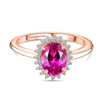 LUXURIANT AAA Labor Rosa Saphir und Zirkon Ring - 1,89 ct.