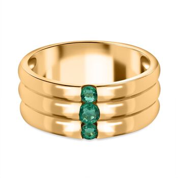 AAA Kagem Sambischer Smaragd Ring, 925 Silber Gelbgold Vermeil, (Gr&ouml;&szlig;e 18.00) ca. 0.41 ct
