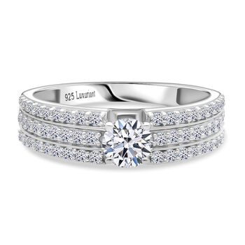 LUXURIANT SGL zertifizierter SI-GH Labor Diamant Ring, 925 Silber rhodiniert - 1 ct.