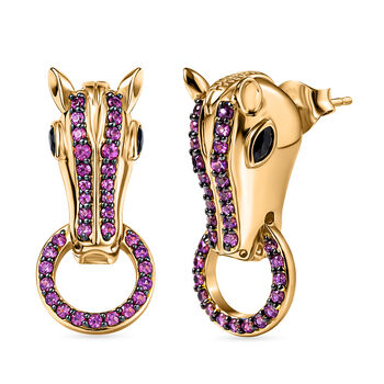 GP Trionfo Kollektion- Rhodolith Granat, schwarze Spinell und blaue Saphir Ohrringe - 1,39 ct.