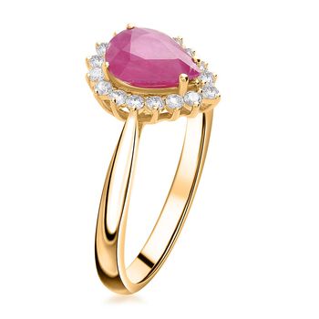 LUXORO AAA Nat&uuml;rlicher Mosambik-Rubin, Wei&szlig;er Diamant Ring 585 Gold (Gr&ouml;&szlig;e 20.00) ca. 1,38 ct