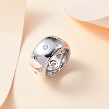 Moissanit Ring, 925 Silber rhodiniert