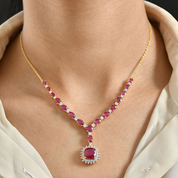 D'Joy afrikanische Rubin und Zirkon 45cm Halskette - 15,54 ct. image number 3
