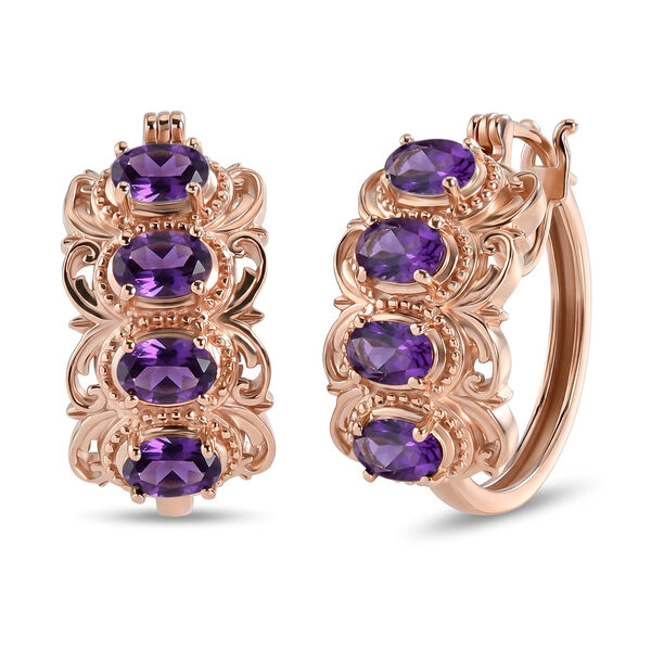 EVER TRUE Afrikanischer Amethyst Ohrringe 950 Kupfer ca. 3,54 ct.