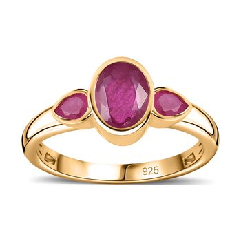 Afrikanischer Rubin (Fissure gef&uuml;llt) Ring 925 Silber Gelbgold Vermeil (Gr&ouml;&szlig;e 20.00) ca. 2,53 ct