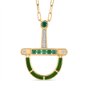 D'Joy AAA Kagem Sambischer Smaragd Halskette ca. 50 cm 925 Silber 750 Gelbgold vermeil ca. 0.59 ct