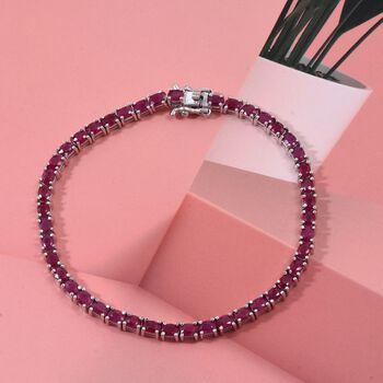 Nat&uuml;rlicher burmesischer Rubin Armband ca. 19 cm 925 Silber rhodiniert ca. 9.16 ct