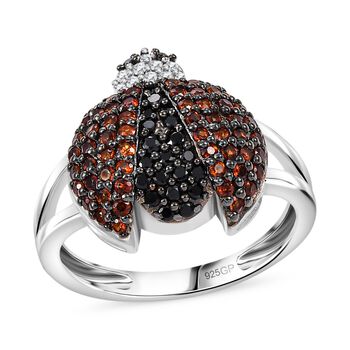GP Trionfo Kollektion - Schwarzer Spinell, Zirkon, Mosambik Granat und Kanchanaburi blauer Saphir-Ring - 1,04 ct.