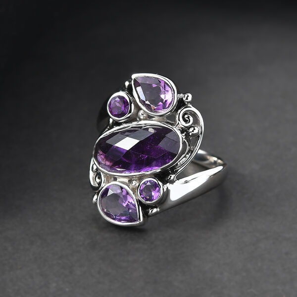 Sajen Silber - Afrikanischer Amethyst Ring 925 Silber rhodiniert (Gr&ouml;&szlig;e 19.00) ca. 3.98 ct image number 1